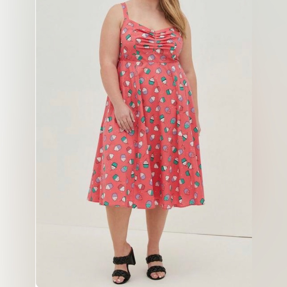 Midi Poplin cupcake Fit & Flare Dress